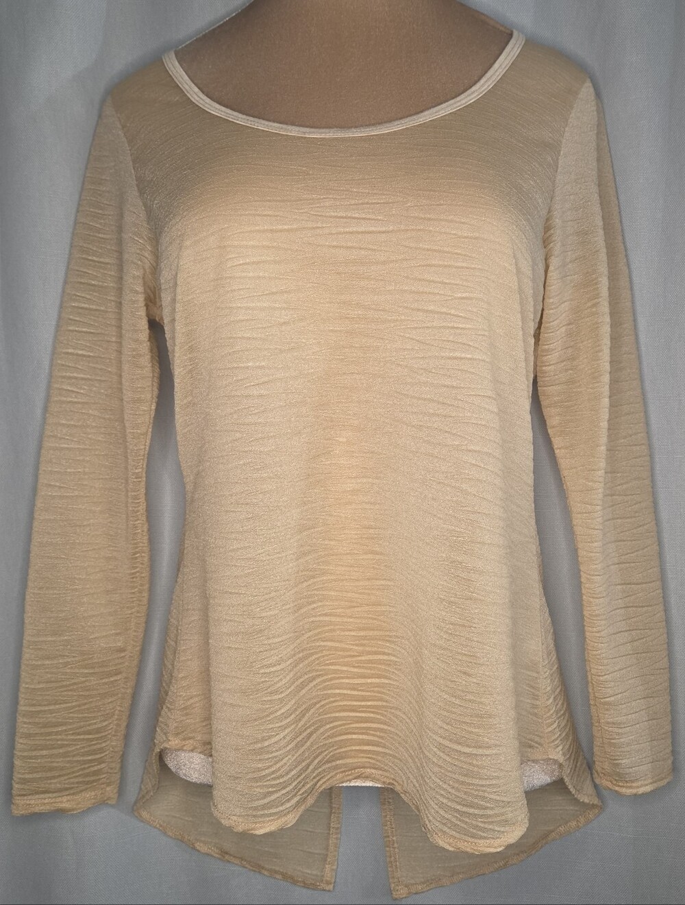 Petrol Size Medium Women’s Beige Long Sleeve Textured Swing Top